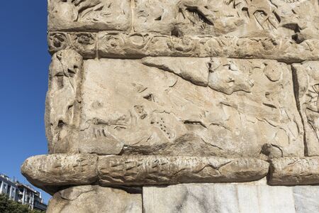 Architectural Detail of Ancient Roman Arch of Galerius in Thessaloniki, Central Macedonia, Greeceの写真素材