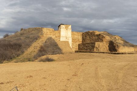 Ancient Roman tower at archeological area of Maltepe at village of Manole near city of Plovdiv, Bulgariaの写真素材