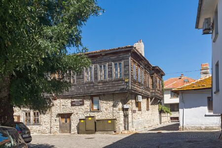 NESSEBAR, BULGARIA - AUGUST 12, 2018: Typical Street and building in old town of Nessebar, Burgas Region, Bulgariaのeditorial素材