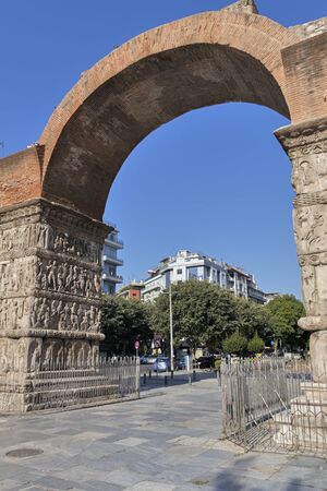 THESSALONIKI, GREECE - SEPTEMBER 22, 2019: Ancient Roman Arch of Galerius in the center of city of Thessaloniki, Central Macedonia, Greeceのeditorial素材