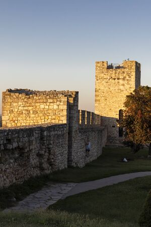 BELGRADE, SERBIA - AUGUST 12, 2019: Panoramic sunset view of Belgrade Fortress and Kalemegdan Park in the center of city of Belgrade, Serbiaのeditorial素材