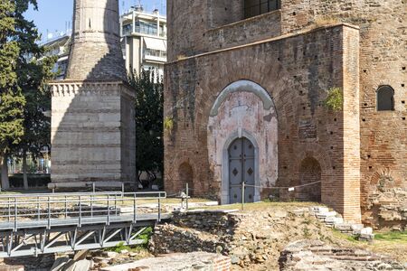 Ruins of Rotunda Roman Temple in the center of city of Thessaloniki, Central Macedonia, Greeceの写真素材