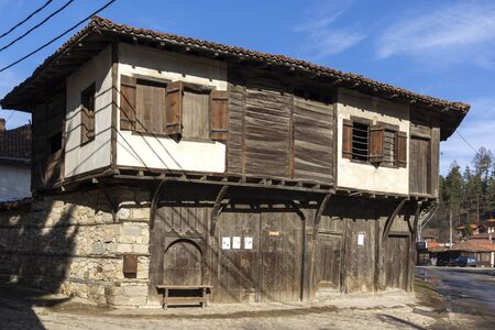 KOPRIVSHTITSA, BULGARIA - JANUARY 25, 2020: Typical Street and old houses in historical town of Koprivshtitsa, Sofia Region, Bulgariaのeditorial素材