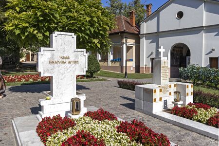 BELGRADE, SERBIA - AUGUST 13, 2019: The grave of Serbian Patriarch Pavle at Rakovica Monastery near Belgrade, Serbiaのeditorial素材