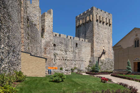 DESPOTOVAC, SERBIA - AUGUST 11, 2019: Medieval wall and buildings at Manasija monastery, Sumadija and Western Serbiaのeditorial素材