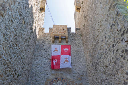 DESPOTOVAC, SERBIA - AUGUST 11, 2019: Medieval wall and buildings at Manasija monastery, Sumadija and Western Serbiaのeditorial素材