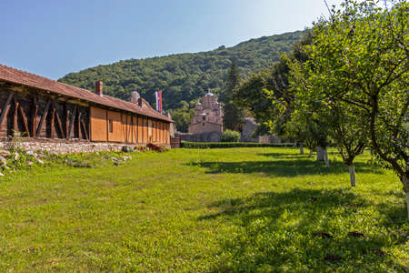 RAVANICA MONASTERY, SERBIA - AUGUST 11, 2019: Medieval Building at Ravanica monastery, Sumadija and Western Serbiaのeditorial素材