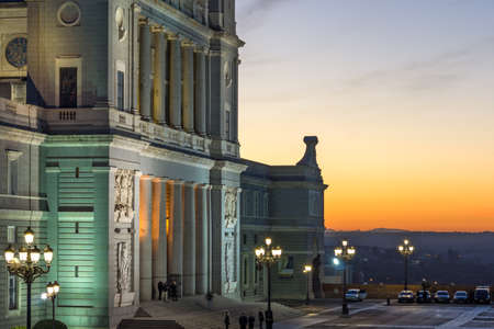 MADRID, SPAIN - JANUARY 22, 2018: Sunset view of Almudena Cathedral in City of Madrid, Spainのeditorial素材