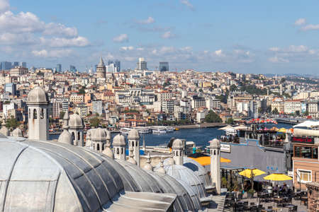 ISTANBUL, TURKEY - JULY 27, 2019: Amazing cityscape from  Suleymaniye Mosque to city of Istanbul, Turkeyのeditorial素材