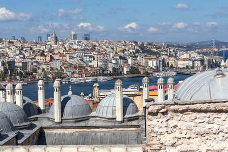 ISTANBUL, TURKEY - JULY 27, 2019: Amazing cityscape from Suleymaniye Mosque to city of Istanbul, Turkeyのeditorial素材