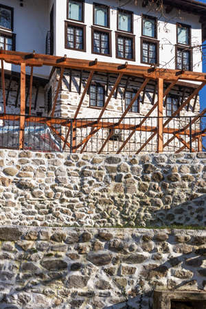 MELNIK, BULGARIA - DECEMBER 31, 2019: Typical street and old houses at town of Melnik, Blagoevgrad region, Bulgariaのeditorial素材