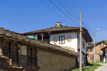 Typical street and old houses at historical village of Staro Stefanovo, Lovech region, Bulgariaのeditorial素材