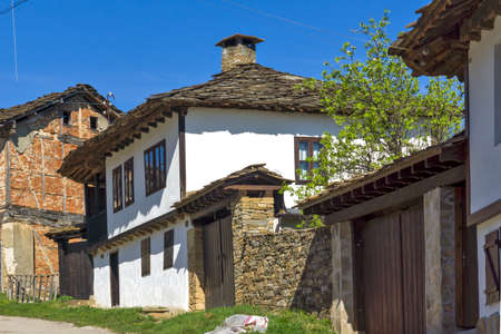 Typical street and old houses at historical village of Staro Stefanovo, Lovech region, Bulgariaのeditorial素材
