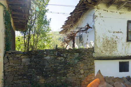 Typical street and old houses at historical village of Staro Stefanovo, Lovech region, Bulgariaのeditorial素材