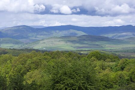 Spring Landscape of Cherna Gora (Monte Negro) mountain, Pernik Region, Bulgariaの写真素材
