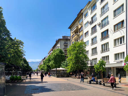 SOFIA, BULGARIA -MAY 5, 2020: Walking people on Boulevard Vitosha in city of Sofia, Bulgariaのeditorial素材