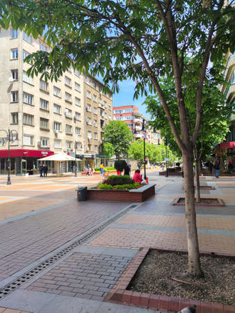 SOFIA, BULGARIA -MAY 5, 2020: Walking people on Boulevard Vitosha in city of Sofia, Bulgariaのeditorial素材