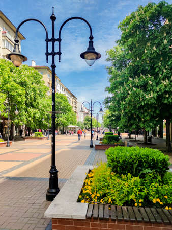 SOFIA, BULGARIA -MAY 5, 2020: Walking people on Boulevard Vitosha in city of Sofia, Bulgariaのeditorial素材