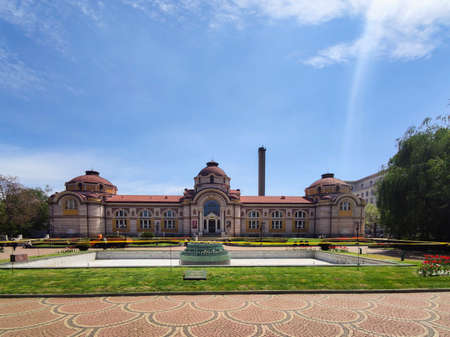 SOFIA, BULGARIA -MAY 5, 2020: Garden Central Bath and Banski Square in Sofia, Bulgariaのeditorial素材
