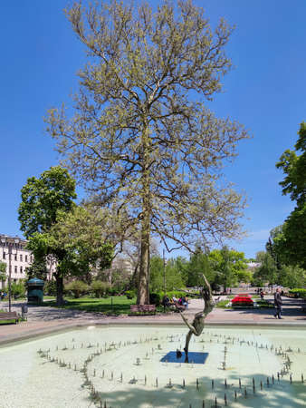 SOFIA, BULGARIA -MAY 5, 2020: Park in front of National Theatre Ivan Vazov in Sofia, Bulgariaのeditorial素材