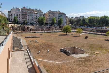 THESSALONIKI, GREECE - SEPTEMBER 22, 2019: Ruins of Roman Forum in the center of city of Thessaloniki, Central Macedonia, Greeceのeditorial素材