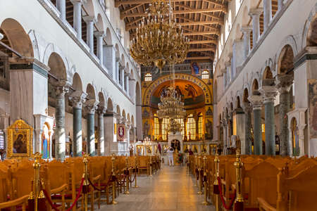 THESSALONIKI, GREECE - SEPTEMBER 22, 2019: Ancient Byzantine Church of St. Demetrios in city of Thessaloniki, Central Macedonia, Greeceのeditorial素材