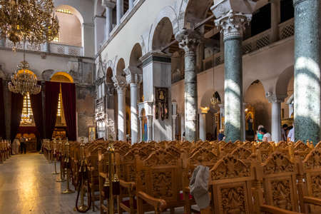 THESSALONIKI, GREECE - SEPTEMBER 22, 2019: Ancient Byzantine Church of St. Demetrios in city of Thessaloniki, Central Macedonia, Greeceのeditorial素材