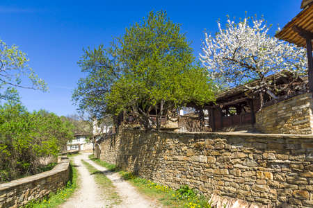 STARO STEFANOVO, BULGARIA - APRIL 9, 2014: Typical houses at historical village of Staro Stefanovo, Lovech region, Bulgariaのeditorial素材