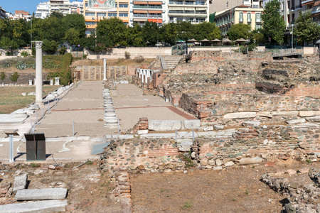 THESSALONIKI, GREECE - SEPTEMBER 22, 2019: Ruins of Roman Forum in the center of city of...