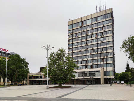 PLOVDIV, BULGARIA - MAY 19, 2020: Central square in city of Plovdiv, Bulgaria