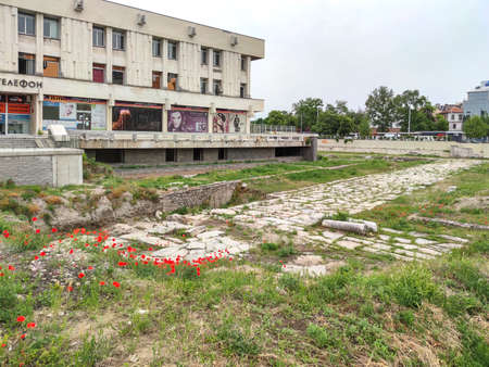 PLOVDIV, BULGARIA - MAY 19, 2020: Central square in city of Plovdiv, Bulgariaのeditorial素材