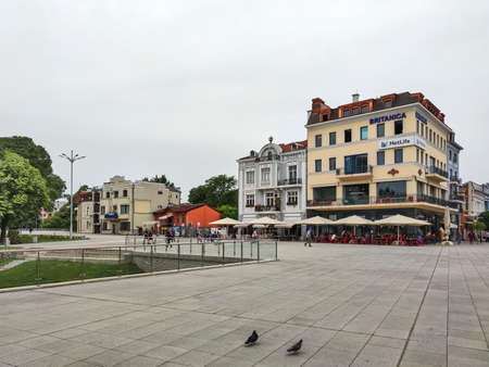 PLOVDIV, BULGARIA - MAY 19, 2020: Central square in city of Plovdiv, Bulgariaのeditorial素材