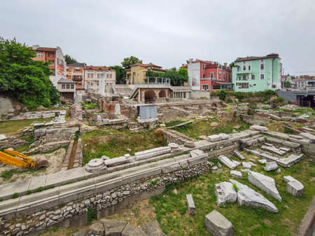 PLOVDIV, BULGARIA - MAY 19, 2020: Ruins of Roman Odeon in city of Plovdiv, Bulgariaのeditorial素材