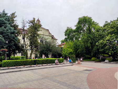 PLOVDIV, BULGARIA - MAY 19, 2020: Central pedestrian street Knyaz Alexander I in city of Plovdiv,...