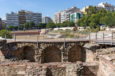 THESSALONIKI, GREECE - SEPTEMBER 22, 2019: Ruins of Roman Forum in the center of city of Thessaloniki, Central Macedonia, Greeceのeditorial素材