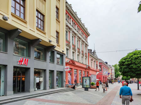 PLOVDIV, BULGARIA - MAY 19, 2020: Central pedestrian street Knyaz Alexander I know as Glavnata in city of Plovdiv, Bulgariaのeditorial素材
