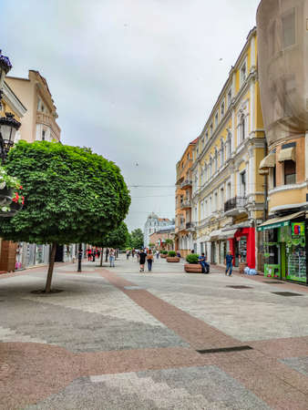 PLOVDIV, BULGARIA - MAY 19, 2020: Central pedestrian street Knyaz Alexander I know as Glavnata in city of Plovdiv, Bulgariaのeditorial素材