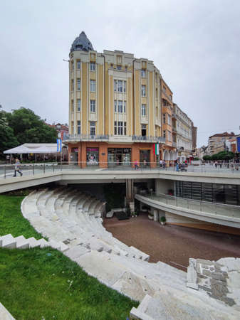PLOVDIV, BULGARIA - MAY 19, 2020:  Ruins of Roman stadium in city of Plovdiv, Bulgariaのeditorial素材