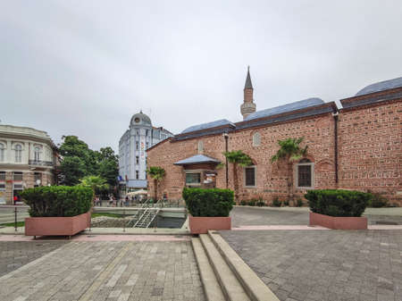 PLOVDIV, BULGARIA - MAY 19, 2020: Dzhumaya Mosque and Ruins of Roman stadium in city of Plovdiv, Bulgariaのeditorial素材