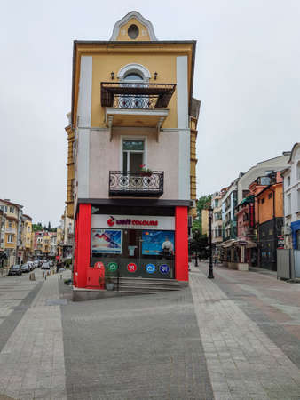 PLOVDIV, BULGARIA - MAY 19, 2020: Typical Street and houses at  pedestrian street of city of...