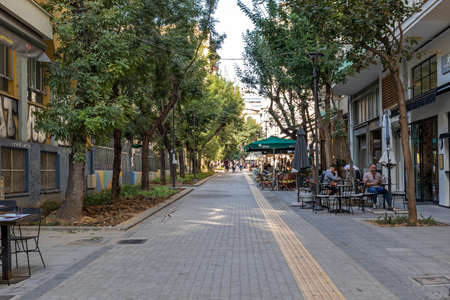 THESSALONIKI, GREECE - SEPTEMBER 22, 2019: Typical street and building in city of Thessaloniki, Central Macedonia, Greeceのeditorial素材