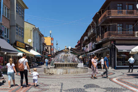 EDIRNE, TURKEY - JULY 28, 2019: Shopping  pedestrian street in the center of city of Edirne,  East Thrace, Turkeyのeditorial素材