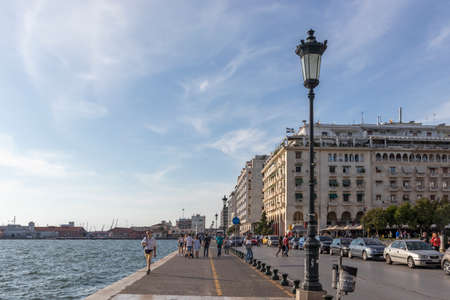 THESSALONIKI, GREECE - SEPTEMBER 22, 2019: Panorama of embankment of city of Thessaloniki, Central Macedonia, Greeceのeditorial素材
