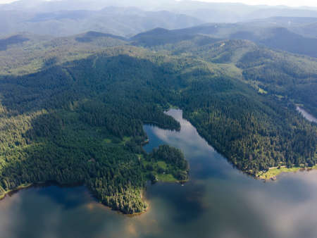 Aerial view of Shiroka polyana (Wide meadow) Reservoir, Pazardzhik Region, Bulgaria