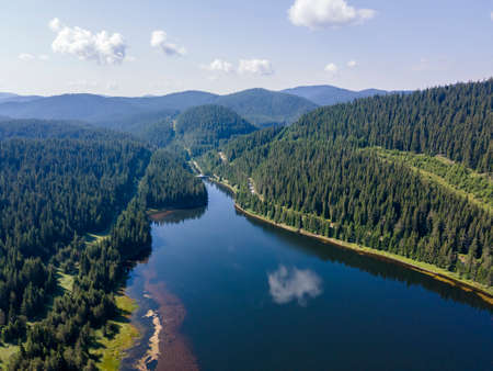 Aerial view of Beglika Reservoir, Pazardzhik Region, Bulgaria