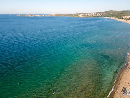 Aerial view of Gradina (Garden) Beach near town of Sozopol, Burgas Region, Bulgariaの写真素材