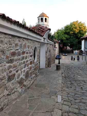 PLOVDIV, BULGARIA - SEPTEMBER 4, 2020: Street and Nineteenth Century Houses in architectural and historical reserve The old town in city of Plovdiv, Bulgariaのeditorial素材
