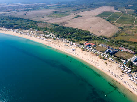 Aerial view of Gradina (Garden) Beach near town of Sozopol, Burgas Region, Bulgariaの写真素材