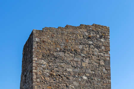SMEDEREVO, SERBIA - AUGUST 12, 2019: Ruins of Fortress at the coast of the Danube River in town of Smederevo, Serbiaのeditorial素材