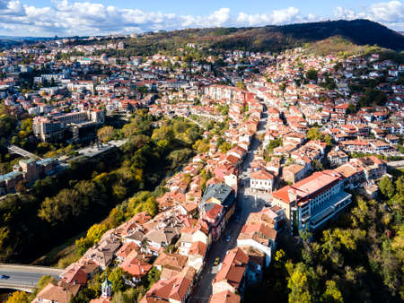 Amazing Aerial view of city of Veliko Tarnovo, Bulgariaの写真素材